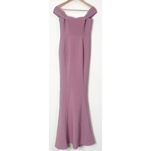 Likely Pink Mauve Off Shoulder Mermaid Bartolli Gown Dress in Nostalgia Rose - Picture 3 of 9